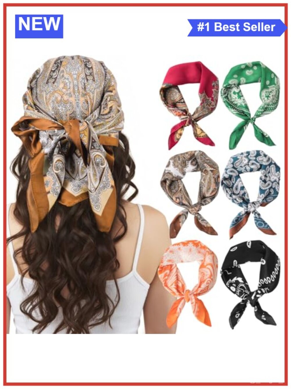 Satin Square Head Scarves 27x27 Paisley Bandana Set Hair Neck Wrap